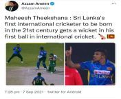 Maheesh Theekshana first Sri Lankan player to make his international debut after being born in new millennium (2000s). He is also the fourth Sri Lankan to take a wicket with his very first ball in ODI cricket. from lankan hot couple fucking hot 2